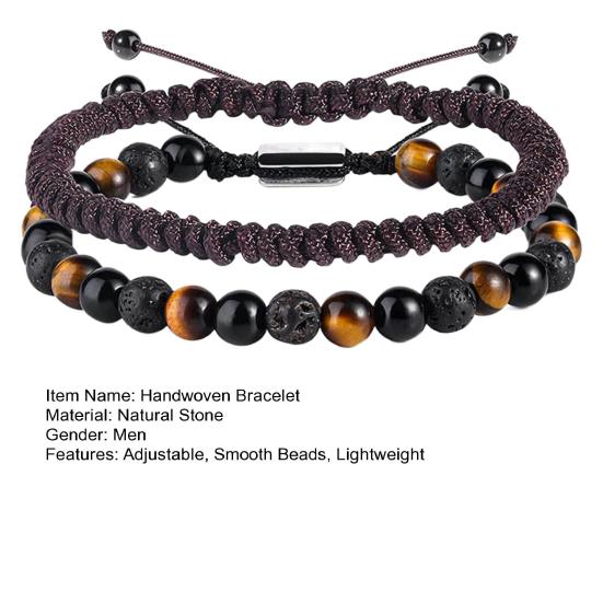 2 шт. Мужской ручной работы из бисера Матовый гладкий регулируемый легкий браслет Агатовый камень Исцеляющий духовный