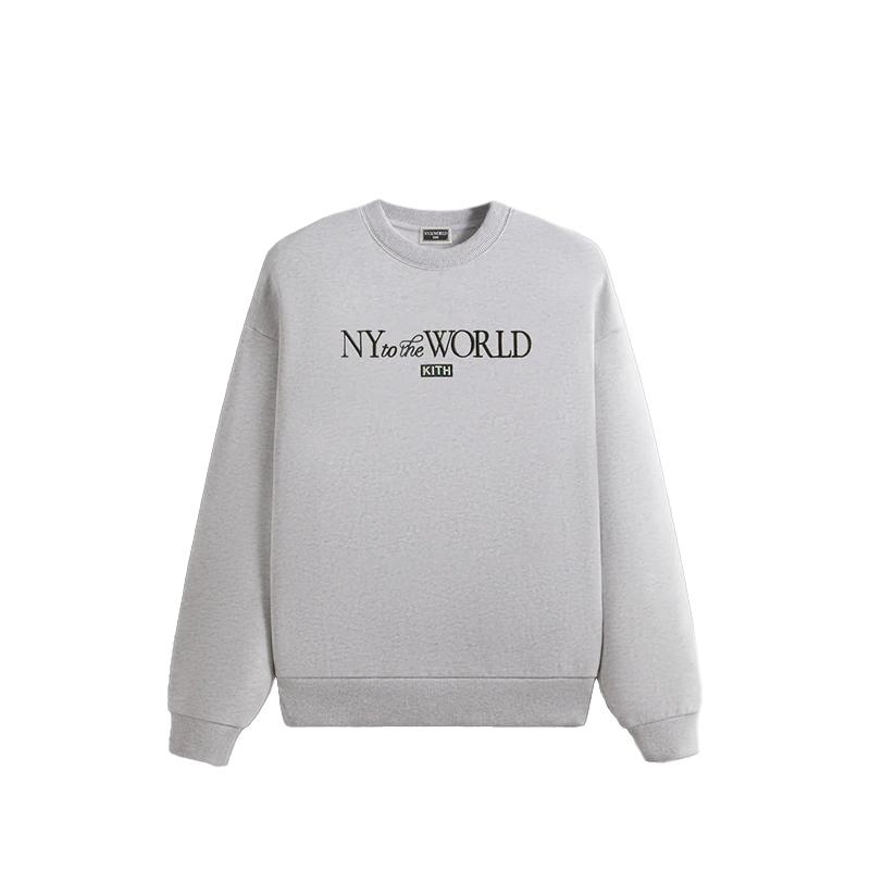 Kith NY to the World Фирменный свитшот с круглым вырезом Nelson Светло-серый меланж Мужские Топы KHM032422-002