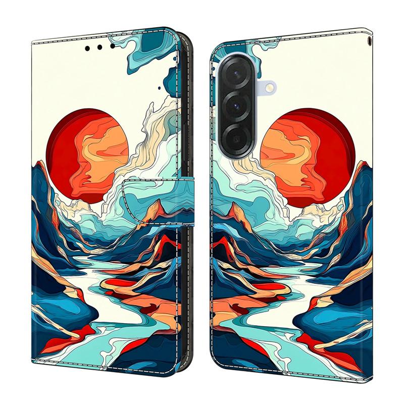 Кожаный чехол-книжка для Samsung Galaxy A56 A36 A26 A16 A06 4G 5G A566, с магнитной застежкой, кошелек, с рисунком цветы и олень, Fundas