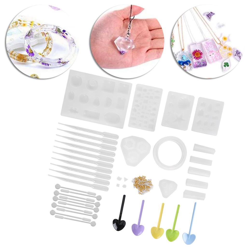141Pcs DIY Crystal Epoxy Tool Set Pendants Jewelry Crafts Hand made Silicone Molds