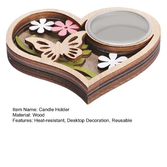 Подсвечник в виде бабочки, резьба по дереву, подставка для свечей в виде сердца, украшение для гостиной, ванной комнаты, центральный элемент стола