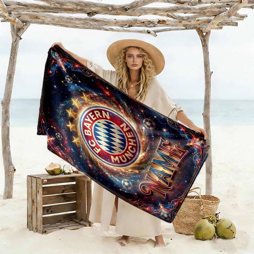 Bayern Munich Galaxy Fan Art Customized Name Beach Towel High Absorbency & Quick-Dry