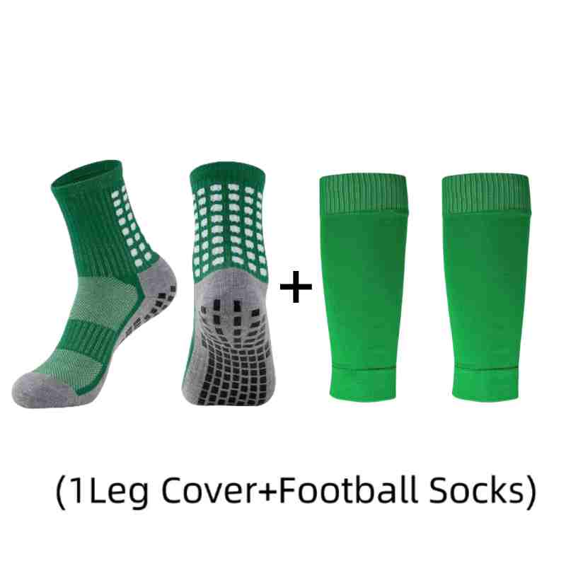 1 Pair of Combination Adhesive Point Anti Slip, Sweat and Odor Resistant Football Sports Socks+leg Protectors