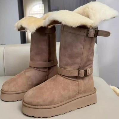 Женские высокие большого размера на толстой подошве с мягкой подошвой зимние теплые меховые ботинки-дутики на подкладке до щиколотки противоскользящие для пеших прогулок спортивные хлопковые ботинки