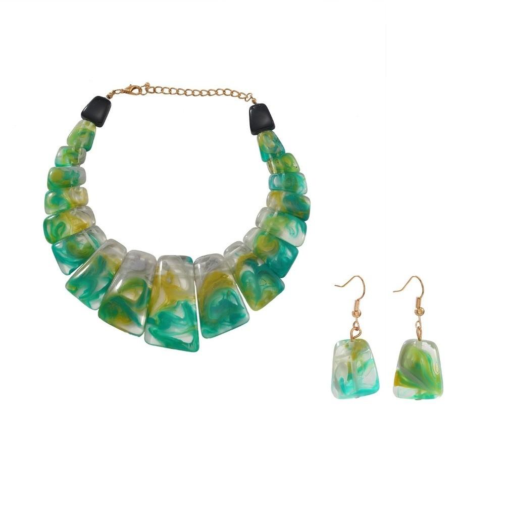 Geometry Necklace Earrings Set Resin Neck Chain New Stud Earrings For Women