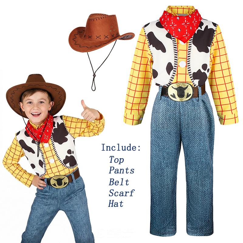 Toy Story Woody Dress Up Costume Kids Cosplay Jessie Top+Pants+Scarf+Belt Sets Girls Halloween Carnival Party Fancy Party Outfit