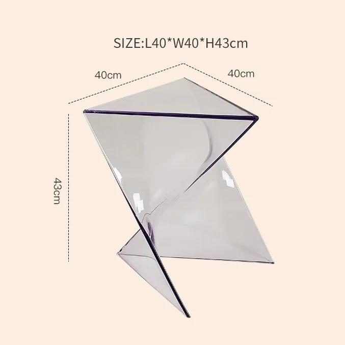 Приставной столик для дивана Прозрачный геометрический журнальный столик Маленький бытовой минималистский прикроватный столик в форме молнии Акрил