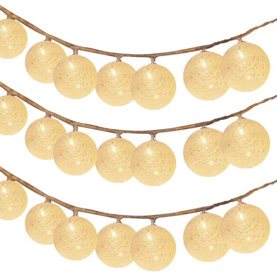 Гирлянда из хлопковых шариков Водонепроницаемая на батарейках 10/20/40 светодиодов Рождество Свадьба Хэллоуин Праздничная вечеринка Декоративная гирлянда