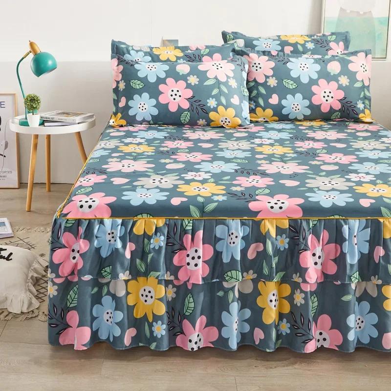 Покрывало для кровати в пасторальном стиле colchas de cama matrimonial Двойная кружевная юбка для кровати King Bedsheets Skirts (наволочку нужно заказать)