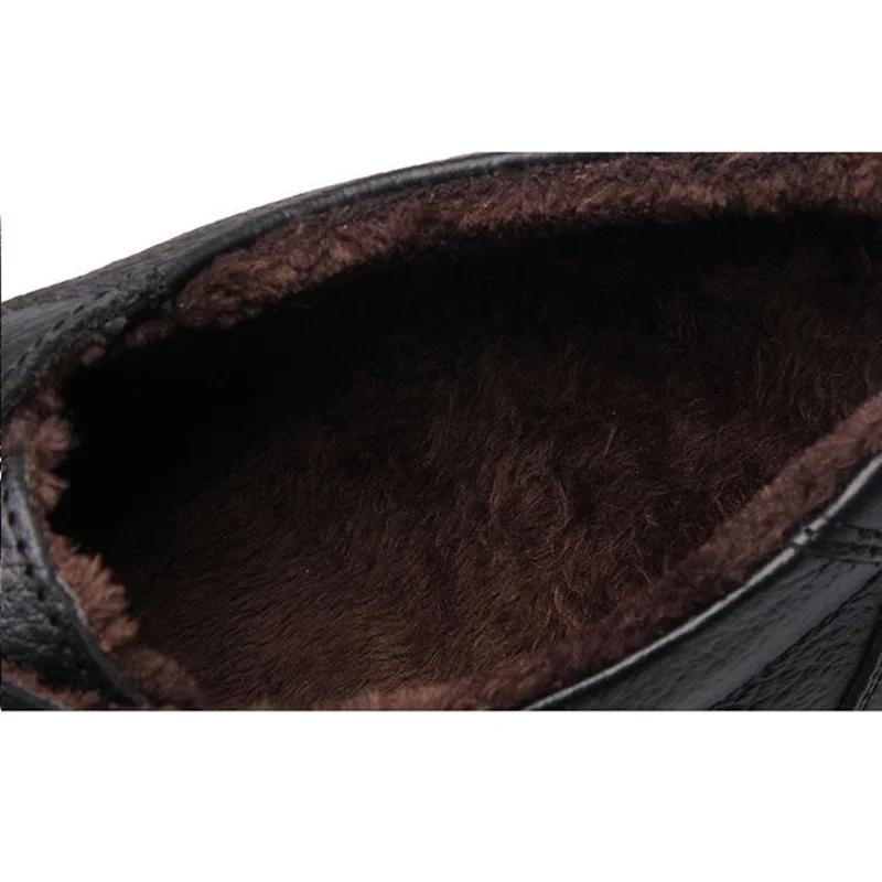 2024 зимняя обувь из натуральной кожи, мужская зимняя обувь, брендовая обувь, теплая плюшевая мужская повседневная обувь, черная A444