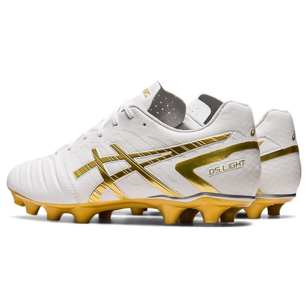 Asics Ds Light Series Круглый носок Шнуровка Ag (Резиновый короткий стержень) Мужские футбольные бутсы из синтетической кожи Белые Платиновые 1103A069-122