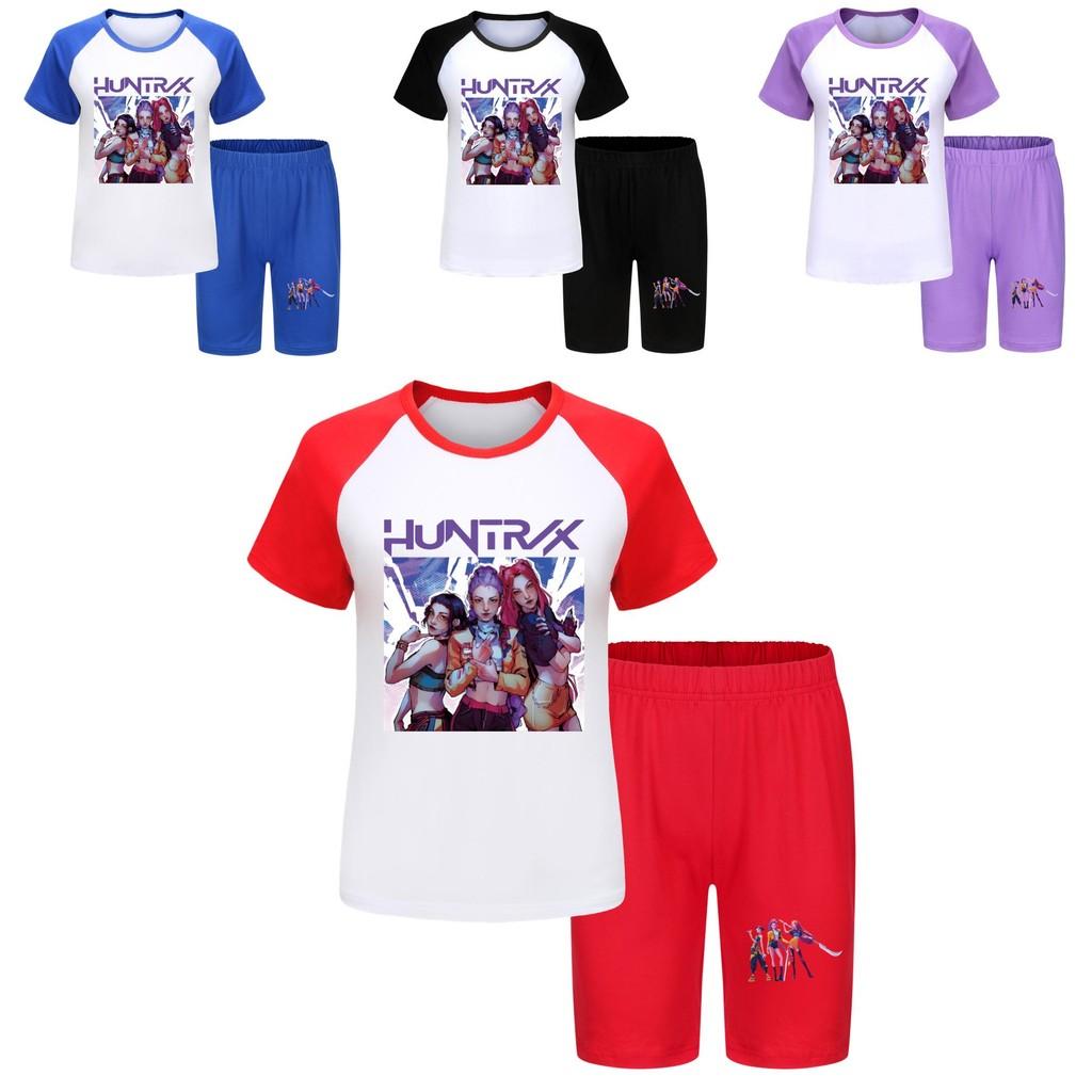 Kpop Demon Hunters Children Summer Shorts And T Shirt Set With Cotton Fabric For Active Kids