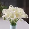 Пакет из 10 искусственных цветов, искусственные цветы, калла, лилия, свадебный букет, голова, латекс, настоящее прикосновение, цветочные букеты, декор для домашней вечеринки