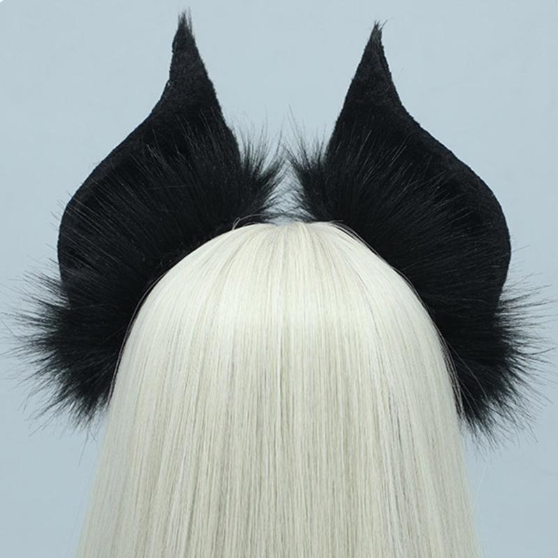 Fauxs Furry Cats Ear Headbands Animes Fauxs Furs Bat Ear Headbands Halloween Cosplays Costume Animal Furry Ears Hair Hoop