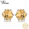 JewelryPalace Круглые Серьги-Гвоздики из Серебра 925 Пробы с Натуральным Желтым Цитрином для Женщин Модные Акцентные Украшения с Драгоценными Камнями Подарок