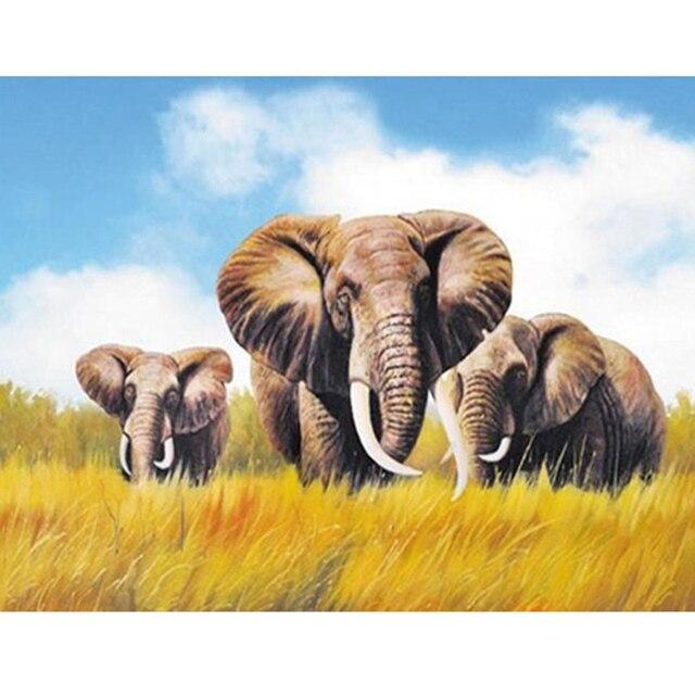DIY Elephant 5D Diamond Painting Full Round Drill Animal  Embroidery Cross Stitch Kits Mosaic Home Decor Wall Art