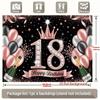 1pc Birthday 18th Champagne Glitter Elegant Hanging Banner Pink Golden Polyester