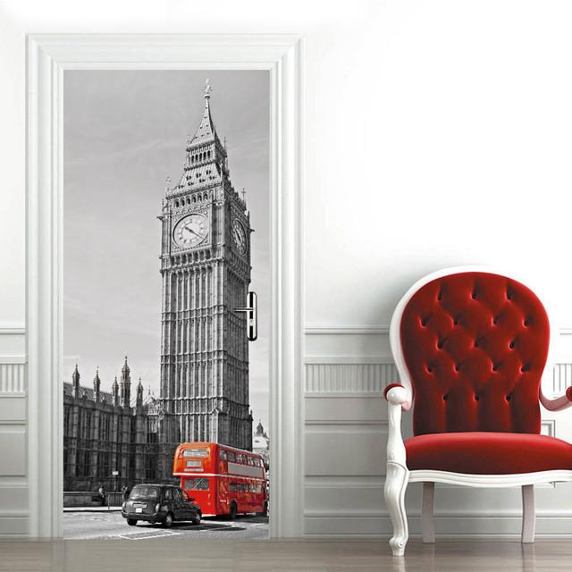 Самоклеящиеся наклейки на дверь в британском стиле, обои, 3D рельефная штукатурка, резная гостиная, спальня, дверь, настенная наклейка, наклейки на стены