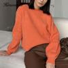 Hirsionsan Winter Loose Solid Long Sleeve Female Pullovers Warm Basic O Neck Knitwear Jumper Women Simple Soft Knitted Sweaters