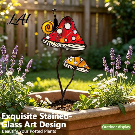 Backyard Plant Decor Colorful Planter Insert Stake Double-Sided Flower Pot Metal Inserts Insect Animal Stake for Pots Bed Decoration Outdoor