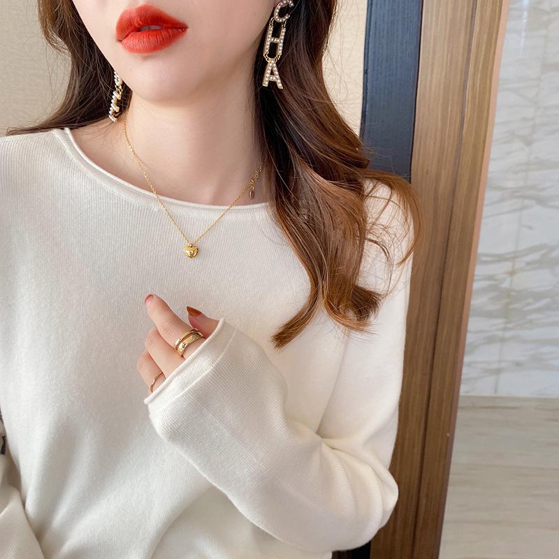 Простой цельный флисовый утолщенный свитер женский весенний базовый внутренний низ теплая вязаная кофта