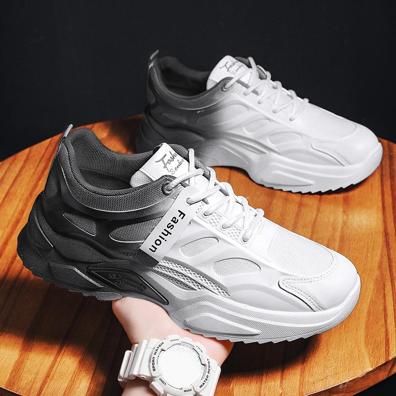 Мода 2024 года, новые летние мужские кроссовки для бега, спортивные кроссовки с дышащей сеткой, универсальные повседневные туфли Little White с увеличенной высотой для папы