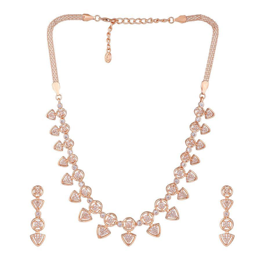 Комплект великолепного женского ожерелья Estele с покрытием из розового золота и CZ