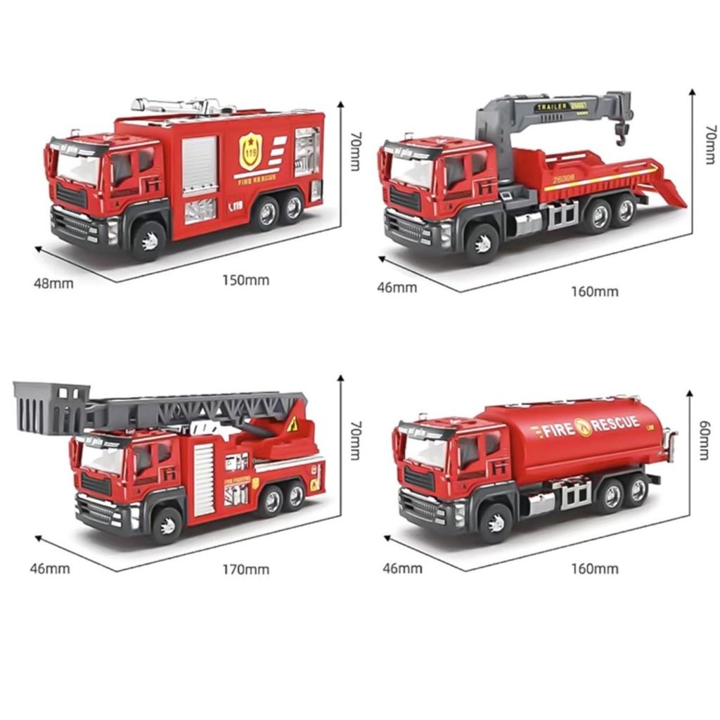 Alloy Children Ladder Fire Truck Toy Boy Large Water Tanker Sprinkler Fireman Model Engineering Car Girl