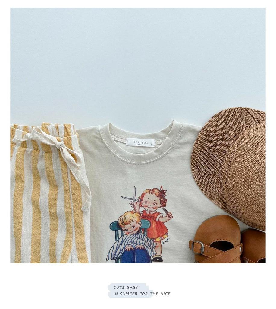 Детские летние хлопковые полосатые брюки на кулиске в корейском стиле