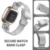 Watch Strap for Fitbit Versa 4/Sense 2 Stainless Steel Milanese Band with Rhinestone Decor