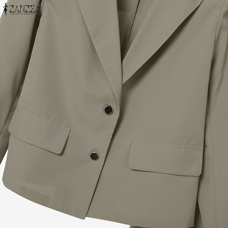 ZANZEA Женские повседневные костюмы из двух предметов: блейзер с длинным рукавом и юбка миди