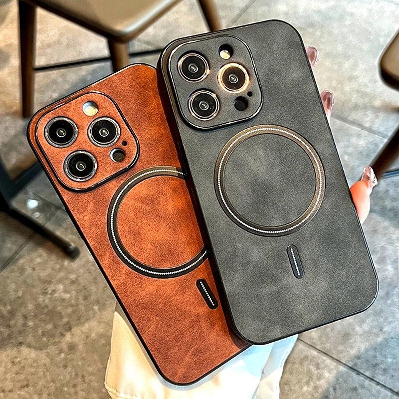 Роскошный магнитный чехол Cortex с беспроводной зарядкой для iPhone 14 13 12 11 Pro Max Plus X Xs XR Magsafe, бампер, противоударный чехол