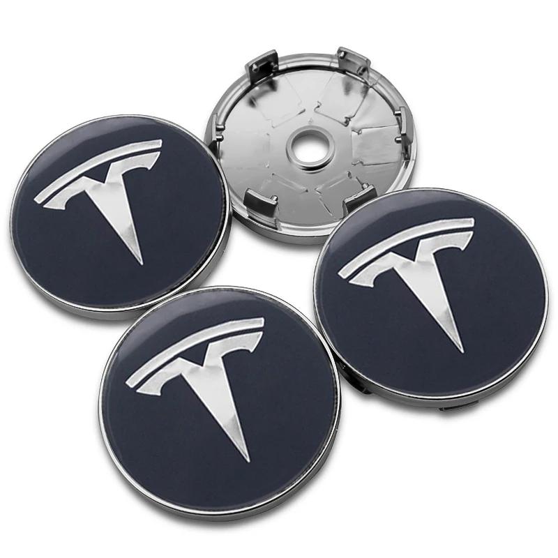 4Pcs 56mm/60mm Tesla Car Wheel Center Hub Cap For Model 3 Model Y Model X Model S Auto Rim Cover Decorate Stickers Accessories