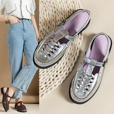 Винтажная элегантная женская обувь 2024 лето новая плетеная темпераментная обувь сандалии женские римские одинарные туфли рыбацкая женская обувь Mujer Sapato