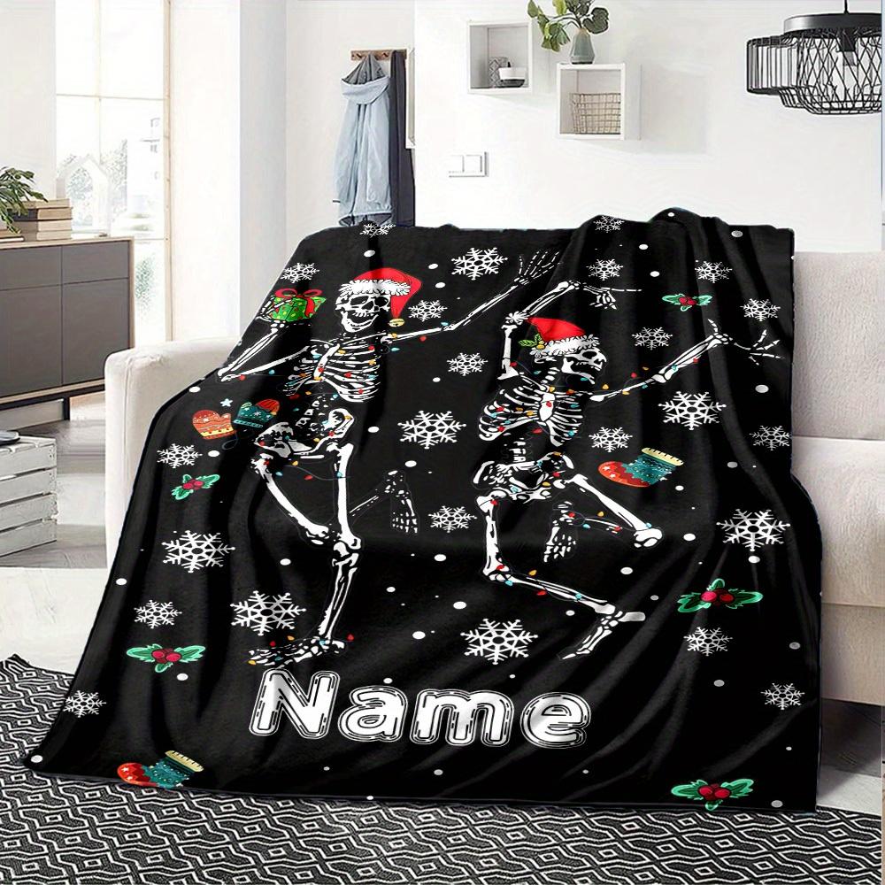 Christmas Skeletons Home Custom Blankets Cozy Soft Lightweight Multipurpose Blanket For Picnics Sofas Offices Beds Living Rooms Perfect Gift For