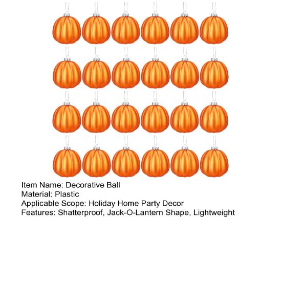 24 Pcs Pumpkin Hanging Ball Halloween Jack-O-Lantern Hanging Ornament Shatterproof Festive Decorative Ball for Christmas Tree Home Party Decor