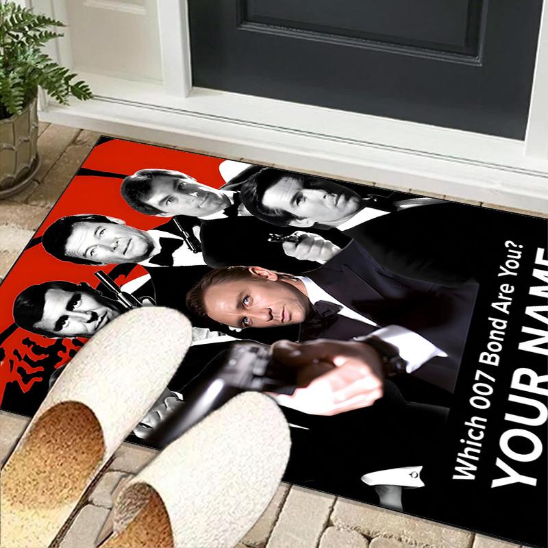 Custom NameJames Bond Movie Collage Carpet, Indoor Rug, Chair Rug, Living Rooms, Doormat Made From Polyester Home Decor Birthday Christmas Gifts