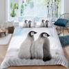 Penguin Duvet Cover Set Antarctic Animals Bedding Set For Kids Boys Girls Cartoon Style King Size Winter Theme Comforter Cover