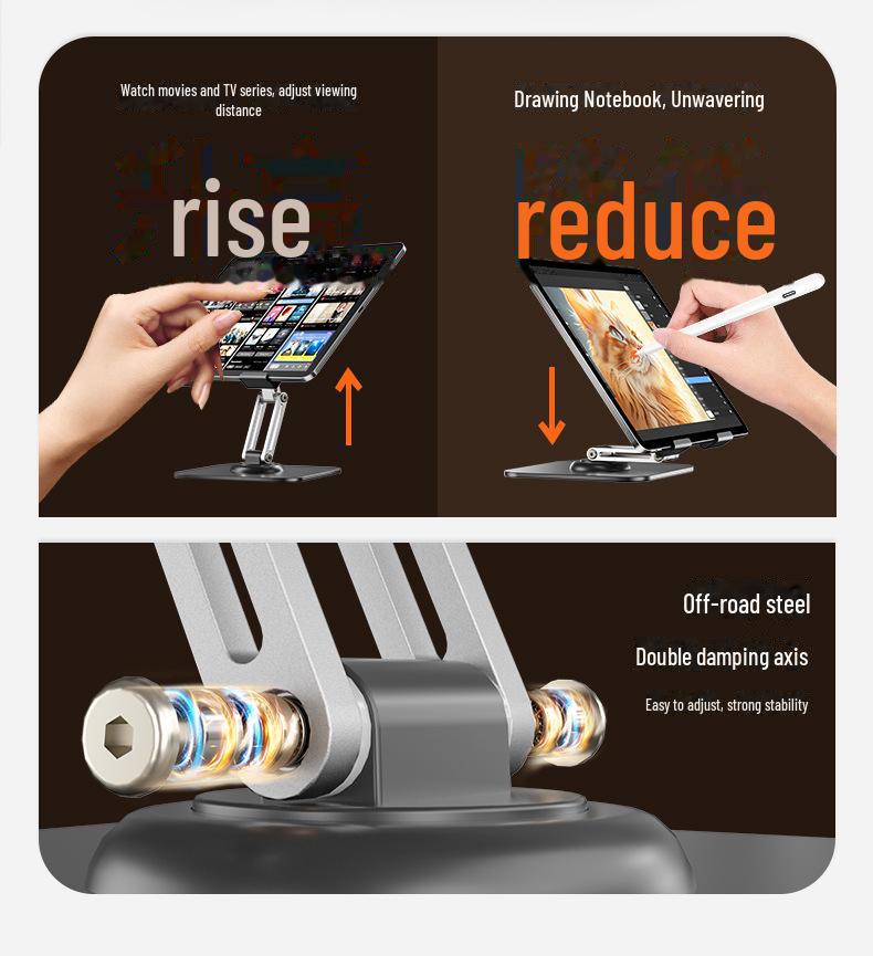 Вращающаяся на 360° полностью металлическая складная подставка для планшета, алюминиевый сплав, подъемный настольный держатель