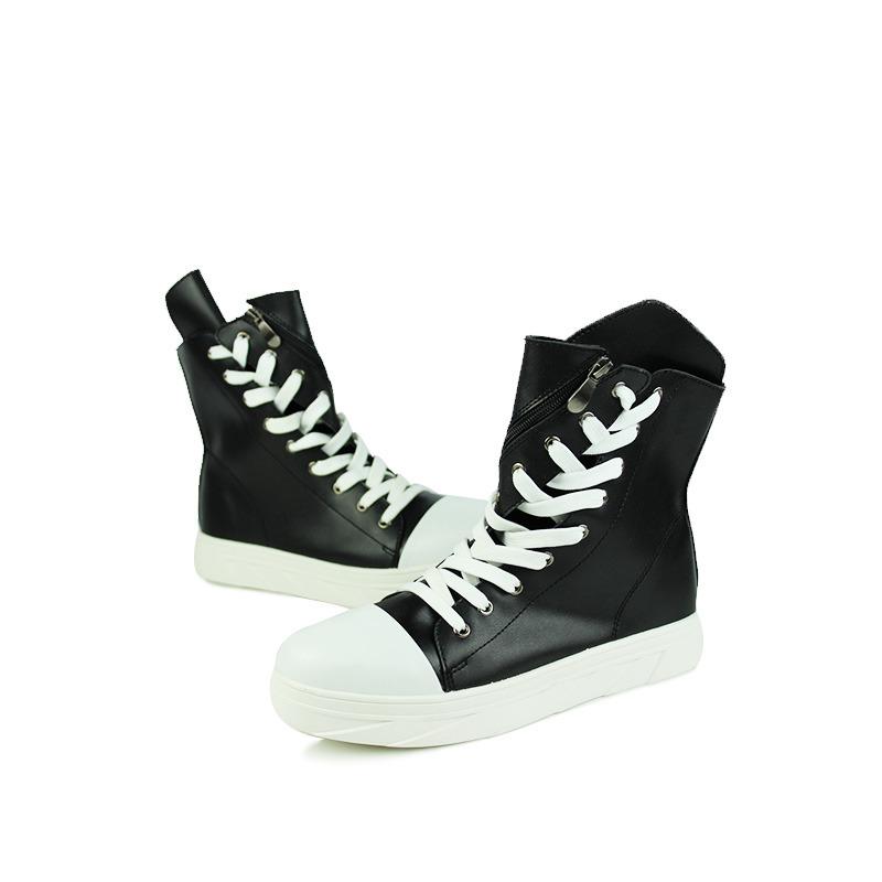 Luxury Shoes High Quality White Shoes for Men Comfortable Flat High-top Shoes Men Lace-up Casual Shoes Men Boots Zapatos Hombre