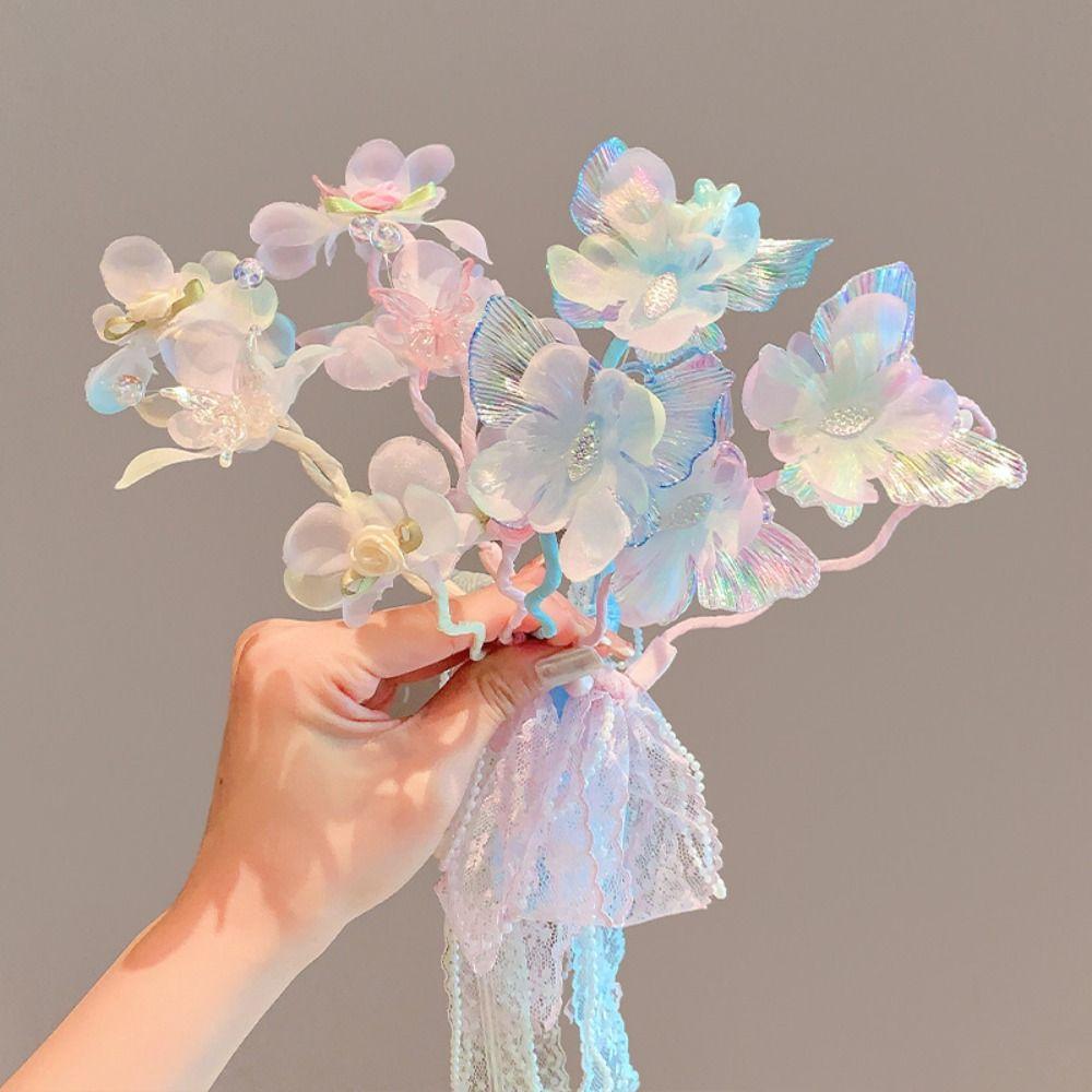 Korean Ribbon Hairbands Butterfly Children Headband New Princess Hair Hoop  for Girls