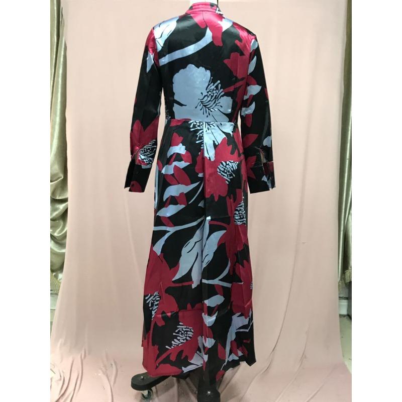 Женские летние длинные платья трапециевидной формы с цифровой печатью и талией