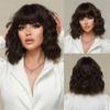 Breathable Light Curly Hair Summer Light Wave Head Bangs Short Wig Hair Cover Chemical Fiber Brown Natural