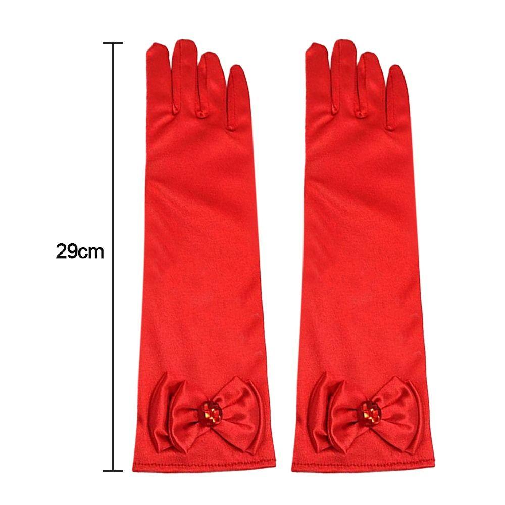 Wear Satin Sequins Stage Gloves Full Finger Mittens Princess Skirt Accessories Children Long Gloves