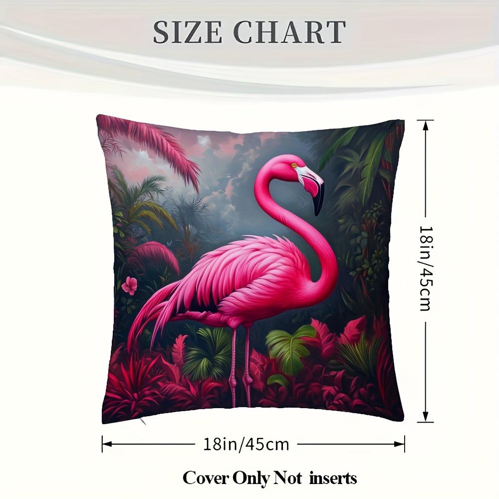 1 шт. Наволочка с фламинго ярко-розового цвета и тропической листвой - 18x18 дюймов, мягкая плюшевая декоративная наволочка, односторонняя печать, застежка-молния,