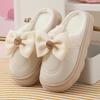 Women's Warm Home Slippers Cute Autumn Winter New Arrival Bow Thick Plush Non-Slip Soft Slippers Bedroom Platform Ladies Slides
