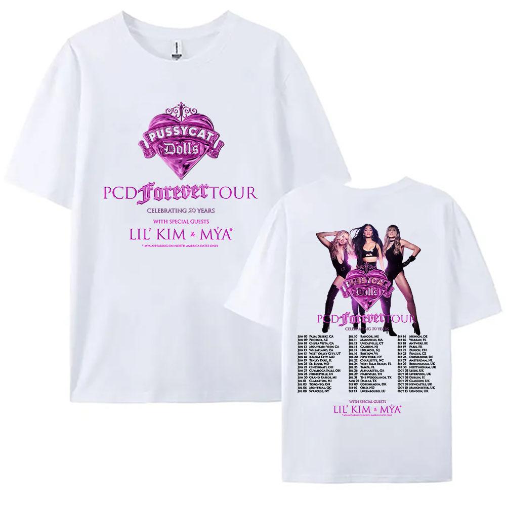PCD FOREVER Тур В честь 20-летия Футболка Дизайн The Pussycat Dolls Печать Футболки С коротким рукавом Хлопок Женские Футболки