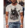 Animal Cat Print Men's T-shirt Harajuku Cute Loose Short-sleeved Tops Fashion Simple T Shirt Oversized Men Women Unisex Clothing