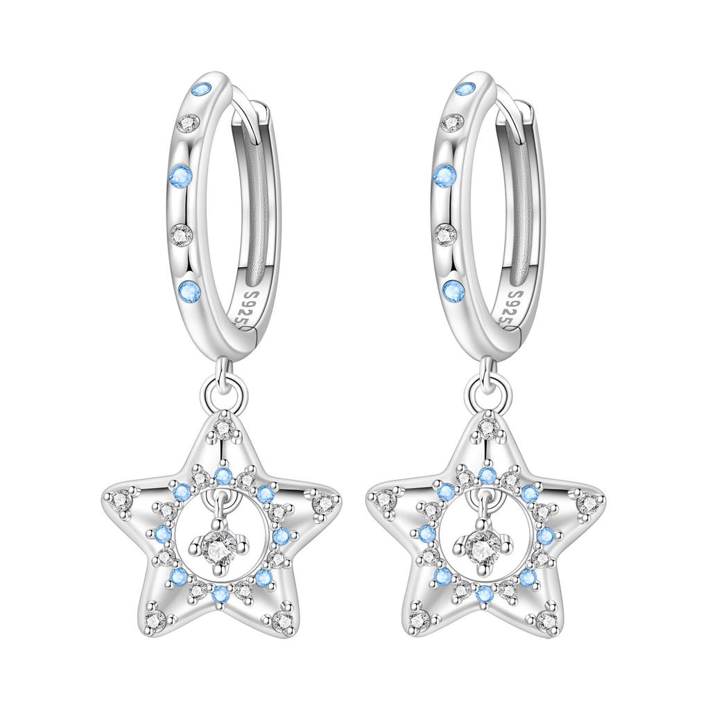 Orstarry 925 Silver Asymmetric Starry Earrings Original Jewelry Drop Earrings Women Jewelry Party Anniversary Gifts