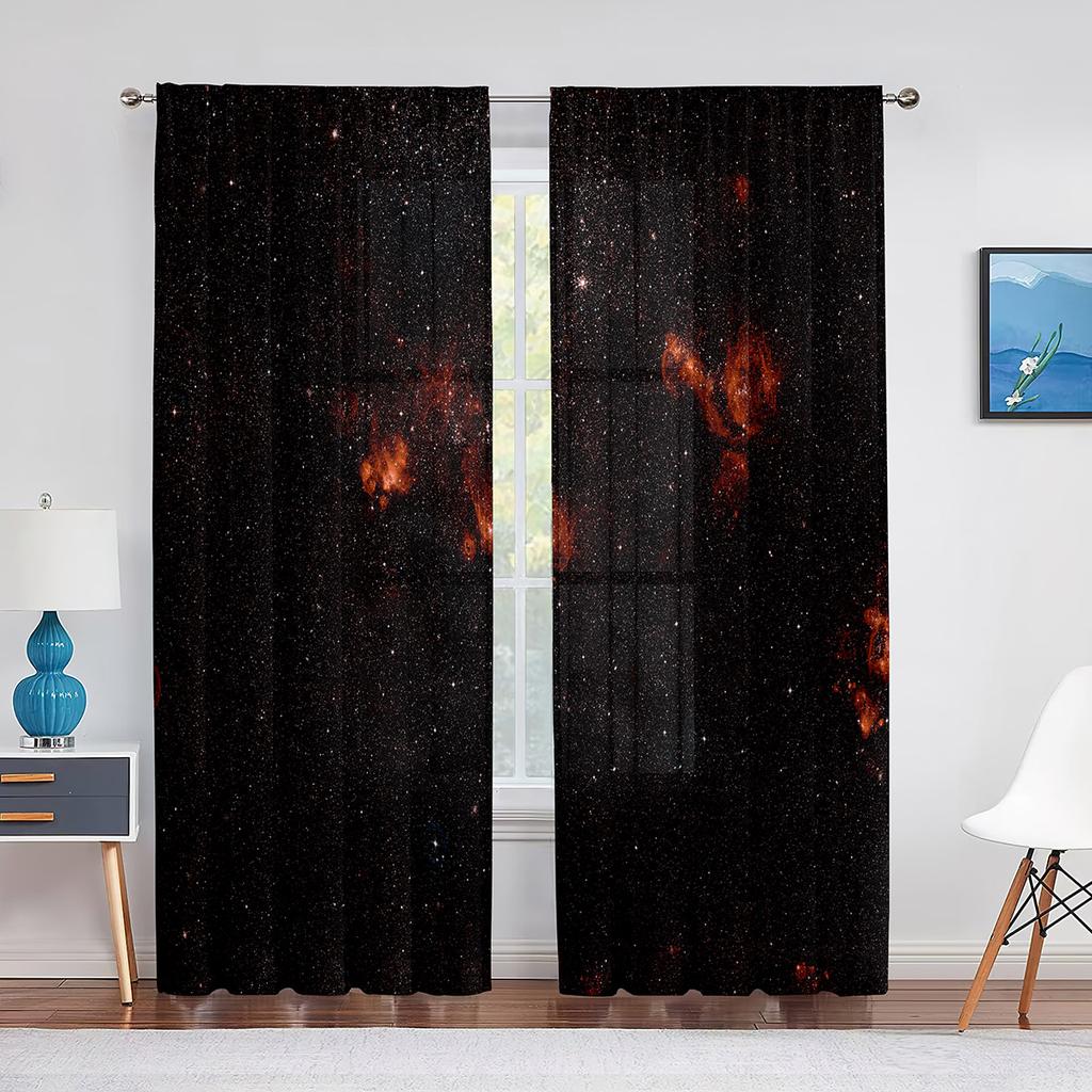 Туманность Галактика Прозрачная Вуаль Шторы Вселенная Космос Красная Психоделическая Планета Окна Тюлевые Шторы для Украшения Гостиной Спальни